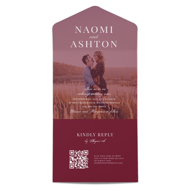 Brushed Overlay Wedding All In One Invitation (Creator Uploaded)