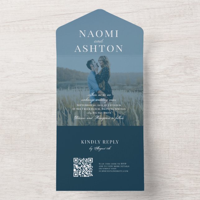 Brushed Overlay Wedding All In One Invitation (Inside)