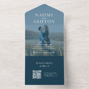 Brushed Overlay Wedding All In One Invitation