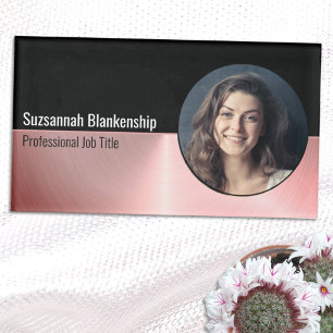 Brushed Pink Faux Metal Custom Photo Professional Name Tag