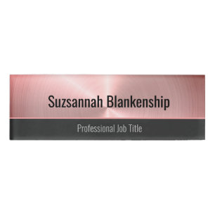 Brushed Pink Faux Metal Template Professional  Name Tag