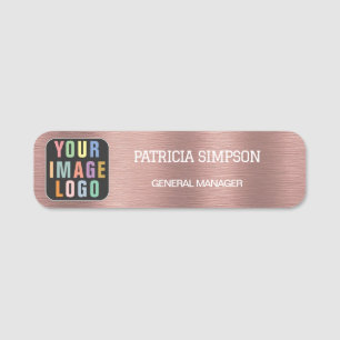 Brushed Pink Gold: Company Logo, Name & Job Title Tag