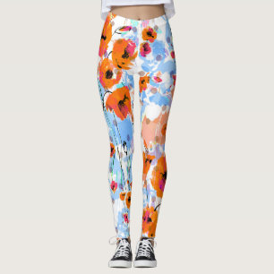 Brushed Poppies: Abstract Floral Texture Leggings
