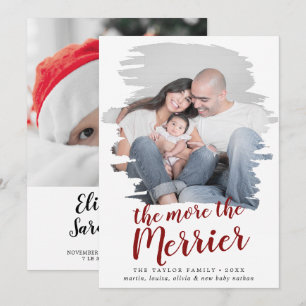 Brushed Red More The Merrier Birth Announcement