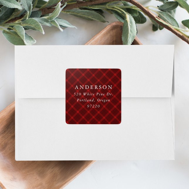 Brushed Red Plaid Return Address Label (Creator Uploaded)