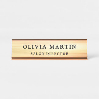 Brushed Rose Gold Salon Director Desk Name Plate