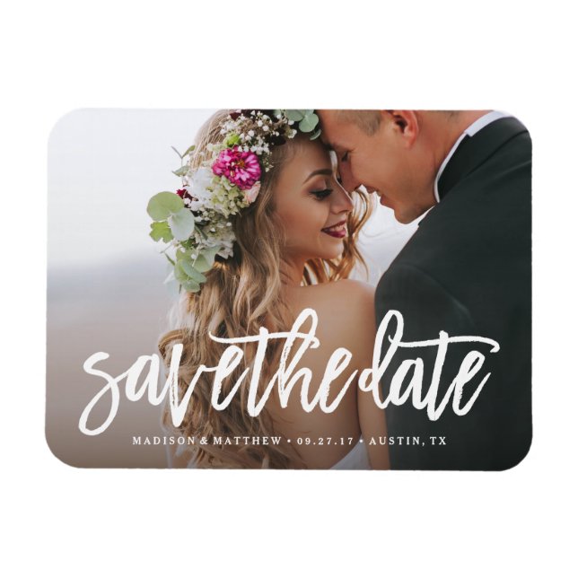Brushed Save the Date Magnet (Horizontal)