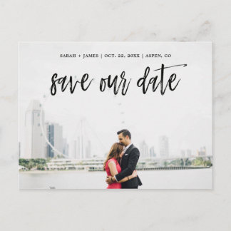 Brushed Script Save the Date Announcement Postcard