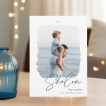 Brushed Signature | Hanukkah Photo Holiday Card<br><div class="desc">An elegant and modern photo card for your Hanukkah 2021 greetings, featuring a single vertical or portrait-oriented photo in a unique paintbrushed frame. "Shalom" appears beneath in hand lettered script, with your custom holiday greeting (shown with "Happy Hanukkah") and family name beneath. Add the year across the top to create...</div>