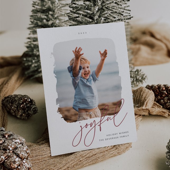 Brushed Signature | Joyful | Photo Holiday Card (Creator Uploaded)