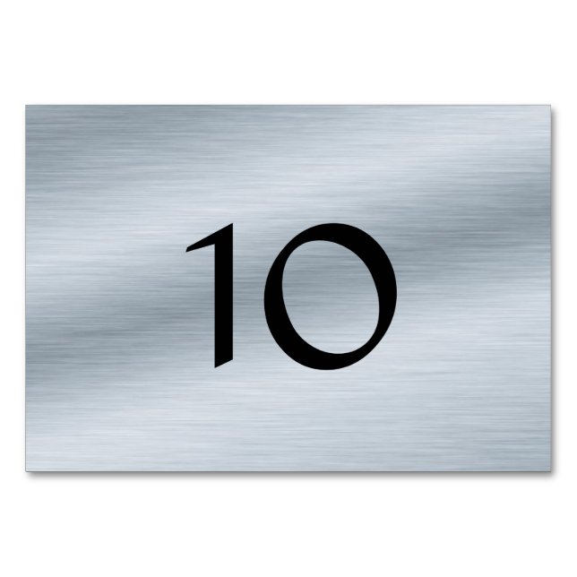 Brushed Silver Custom Table Number Card (Front)