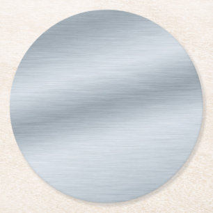Brushed Silver Look Background Art Round Paper Coaster