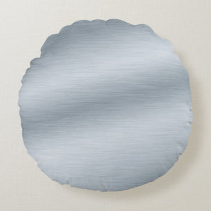 Brushed Silver Look Background Art Round Pillow