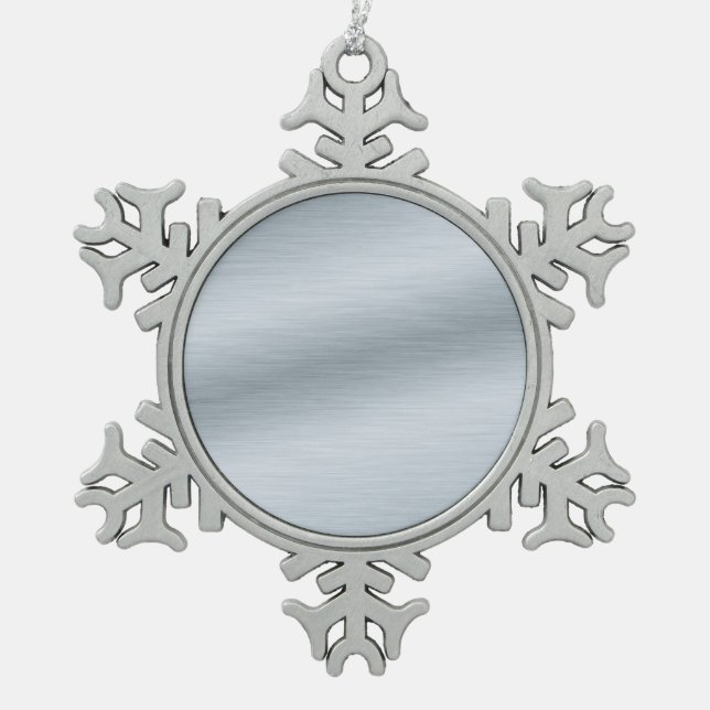 Brushed Silver Look Background Art Snowflake Pewter Christmas Ornament (Front)