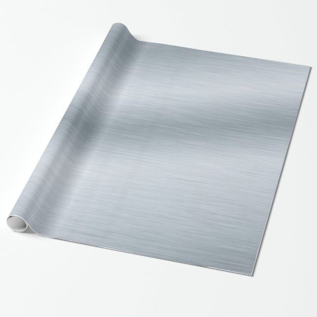 Brushed Silver Look Background Wrapping Paper (Unrolled)