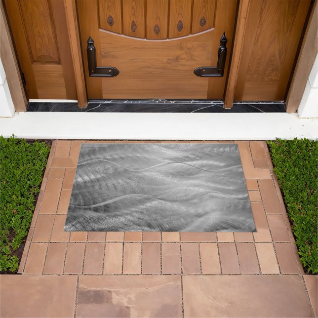 Brushed Silver Metal Abstract Doormat (Outdoor)