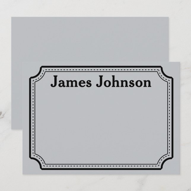 Brushed Silver Retro Bold Serif Desk Name Plate Card (Front/Back)