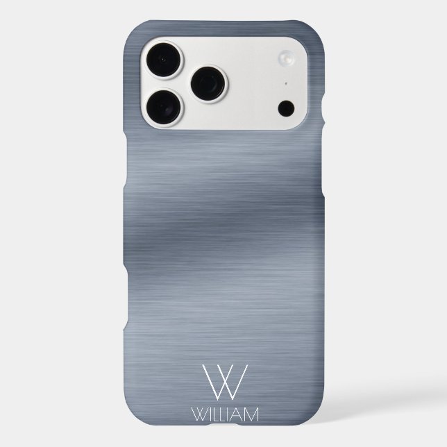 Brushed Stainless Steel Look Personalized Monogram (Back)