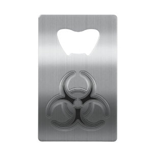 Brushed Steel Biohazard Credit Card Bottle Opener