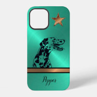 Brushed Steel Gold Star Dalmatian Dog iPhone Case
