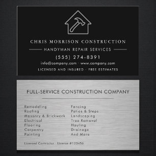 Brushed Steel Industrial Handyman Construction Business Card