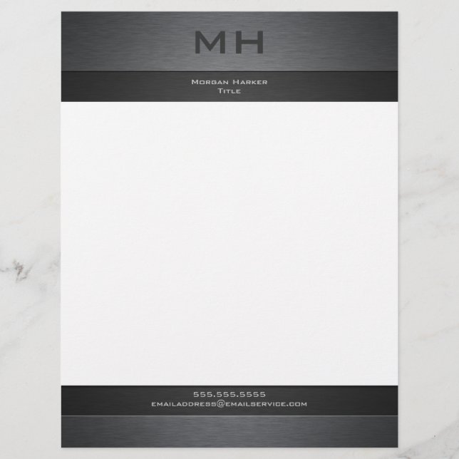 Brushed Steel Two Shades with Your Name Letterhead (Front)
