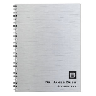 Brushed Titanium Slate Monogram Professional Notebook