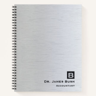 Brushed Titanium Slate Monogram Professional Notebook