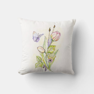 Brushes 'n Flowers Throw Pillow