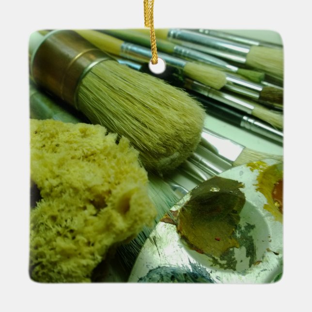 Brushes & Paint Ceramic Ornament (Front)