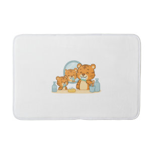 Brushing Tigers – Cute Morning Routine Bath Mat