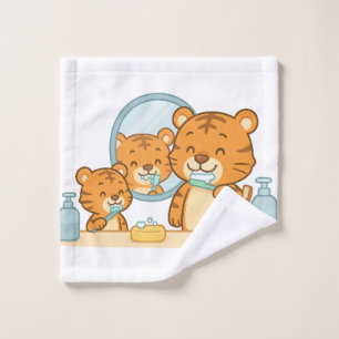 Brushing Tigers – Cute Morning Routine Bath Towel Set