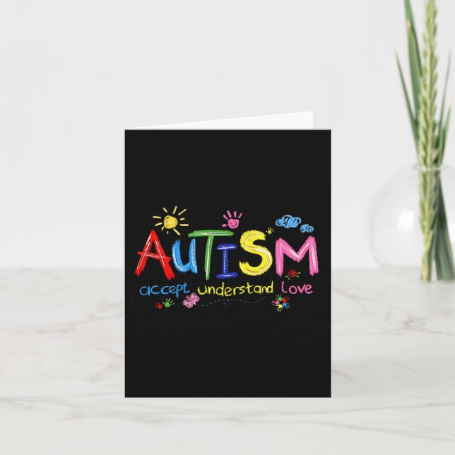 Brushstroke Autism Awareness Accept Understand Lov Card (Front)