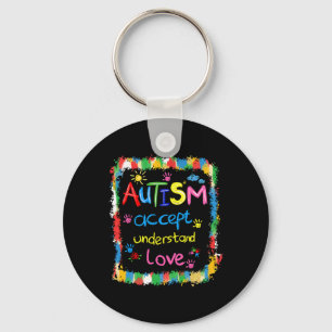Brushstroke Autism Awareness Accept Understand Lov Keychain