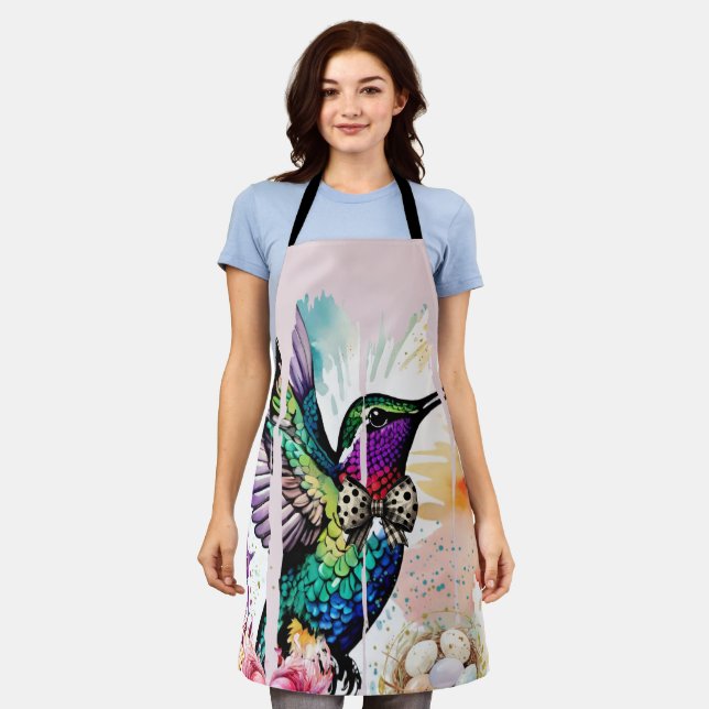 Brushstroke Bird Art Apron (Worn)