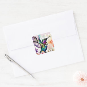Brushstroke Bird Art Square Sticker