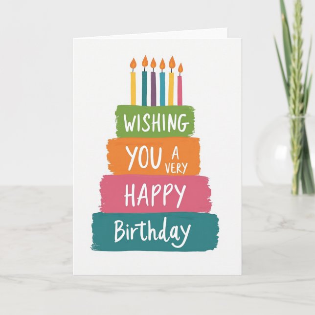 Brushstroke Birthday Cake Card (Front)