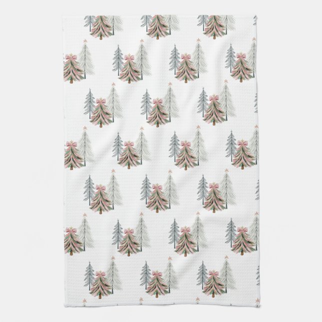 Brushstroke Christmas Tree Kitchen Towels (Vertical)