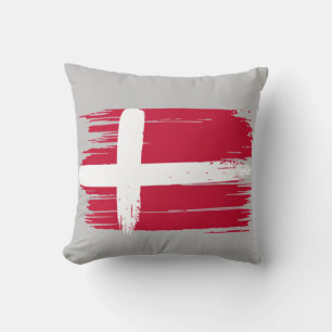 Brushstroke Denmark Flag Throw Pillow