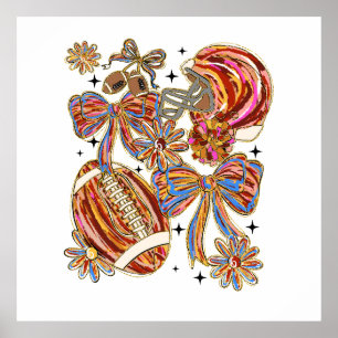 Brushstroke Football Coquette Poster