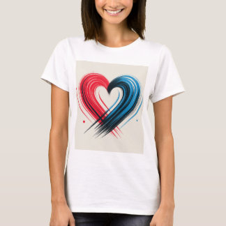 Brushstroke Heart – Red & Blue Artistic Love T-Shi T-Shirt