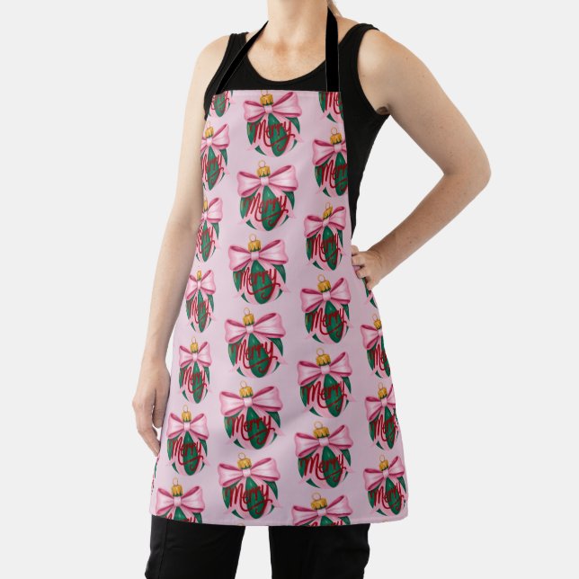 Brushstroke Ornament Preppy Xmas Coquette Xmas Apron (Insitu)