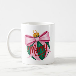 Brushstroke Ornament Preppy Xmas Coquette Xmas Coffee Mug