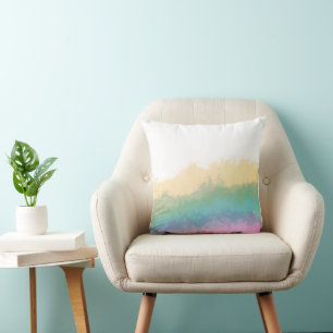 Brushstroke rainbow watercolour throw pillow