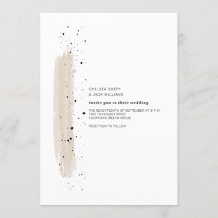 Brushstroke Speckle Pink Minimalist Modern Wedding Invitation