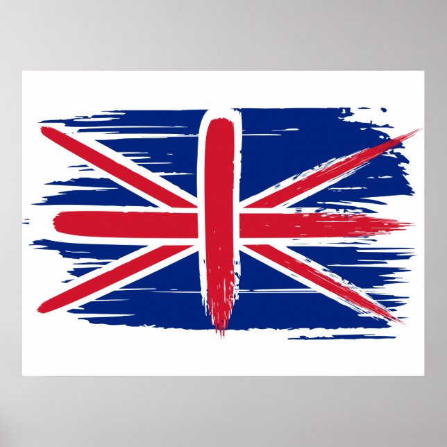 Brushstroke UK Union Jack Flag Poster (Front)
