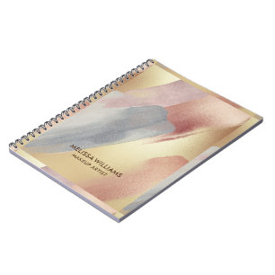 Brushstrokes in gold, copper and gray notebook
