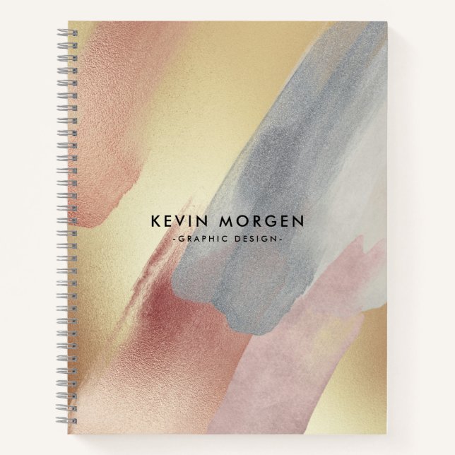 Brushstrokes pastel colours modern design notebook (Front)