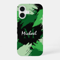 Brushstrokes shades of green name with monogram