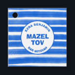Brushstrokes Stripes Blue Custom Bar Bat Mitzvah Favour Tags<br><div class="desc">Perfect favour tag for a bat mitzvah, bar mitzvah or other Jewish celebration! Hand made abstract art with loose brushstrokes for you on the front and back! FULLY CUSTOMIZABLE! Click on “Personalize” above to edit the text. Click "edit using design tool" to adjust the fonts, colours and placements. Available in...</div>